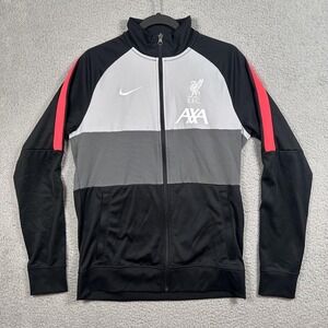 Liverpool FC Jacket Mens Medium Gray Black Soccer Nike Dri Fit AXA LFC